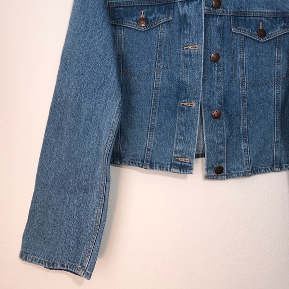 NWT BCBGeneration Contrast Bell Sleeve Light Blue Button Up Denim Jacket size L - Picture 10 of 14